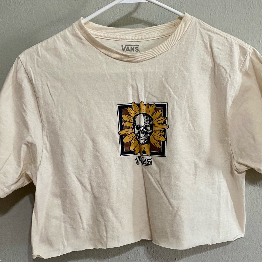 Vans Cream Graphic Cut Off Crop Tee
